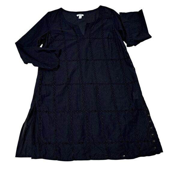 Old Navy Women's Black Eyelet Tunic Cover Top Travel Sz Large - Picture 1 of 8